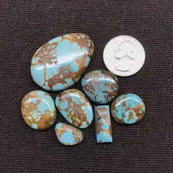 Image of Royston Turquoise Cabochon - Lot of 7
