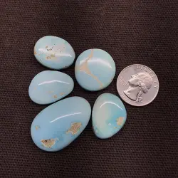 Image of Royston Turquoise Cabochon - Lot of 5